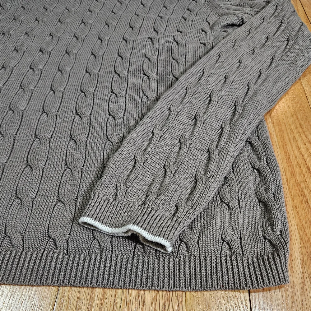 Vtg Banana Republic Mens 80% Pima Cotton/20% Wool Taupe Gray Sweater, Tall XL